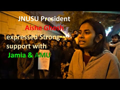 JNUSU President Aishe Ghosh expressed Strong Support with Jamia & AMU