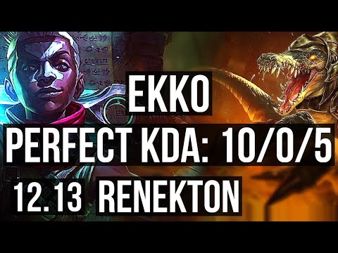 EKKO vs RENEKTON (MID) | 10/0/5, Legendary, 400+ games | KR Diamond | 12.13