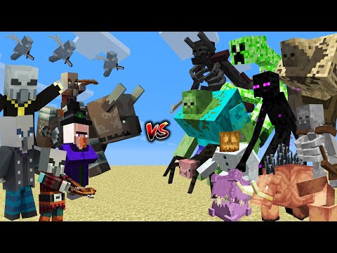 ALL MUTANT MOBS vs RAID GANG / Minecraft Mob Battle