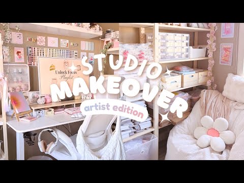 Aesthetic Studio Makeover 💫✨| IKEA shelf, peg board setup, & desk upgrade!