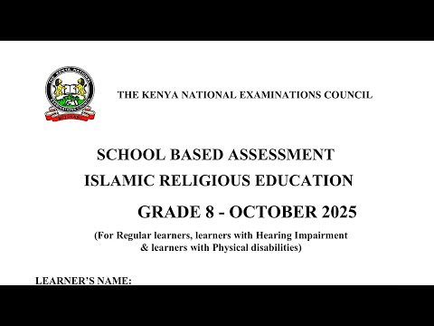 Knec IRE grade 8 SBA