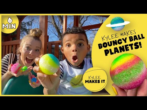 Kylee Makes Bouncy Ball Planets! Create Bouncing Planet Balls & see them bounce! Fun Video for kids