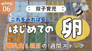 【離乳食6週目】卵黄デビュー🥚｜安心たまごの作り方｜1週間の冷凍ストック作り｜双子のカオスな離乳食時間👶🏻👶🏻⚡️