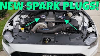 2018-2019 FORD MUSTANG GT S550 REMOVE AND REPLACE SPARK PLUGS CHANGING THEM OUT