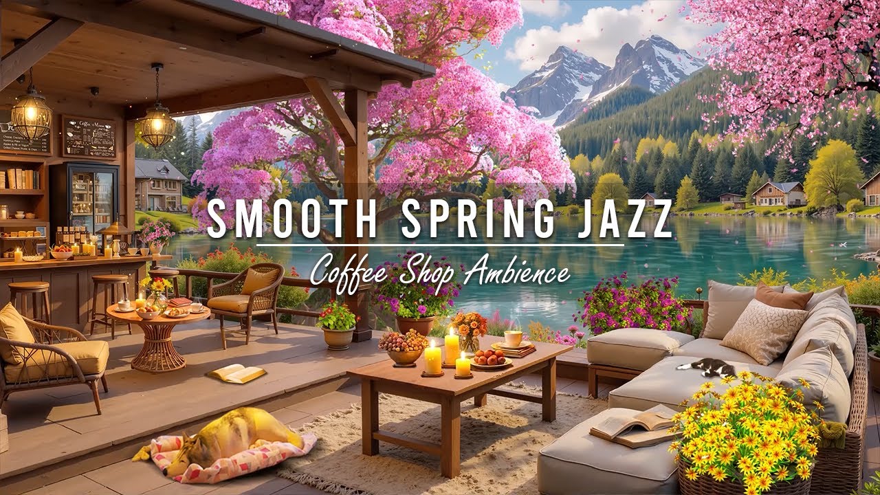 Smooth Morning Jazz Music at Spring Coffee Shop Ambience 🌸 Relaxing Jazz Instrumental Music to Study