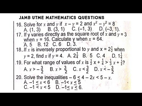2025 Jamb mathematics likely questions and answers | Jamb mathematics questions you should know EP3