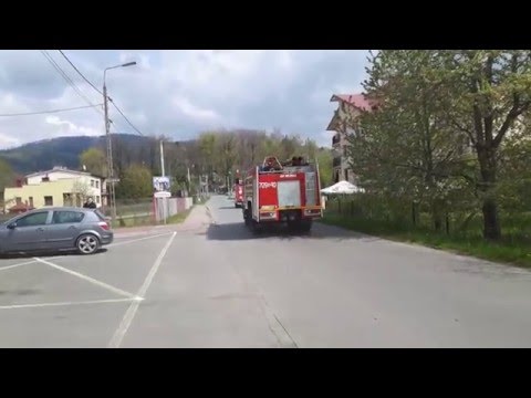 Przejazd alarmowy + trąby GBA 709[s]36 i GCBA 709[s]40 | OSP Milówka