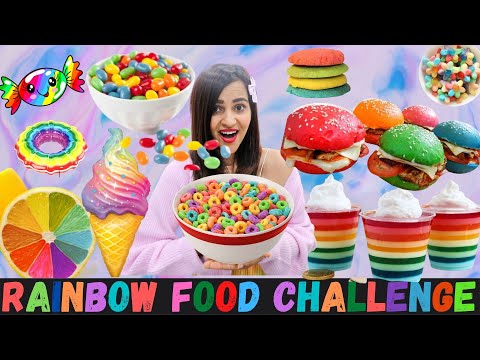 Eating Only RAINBOW FOODS for 24 HOURS || RAINBOW FOOD CHALLENGE🌈