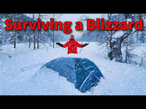 camping in 12 ft (4 m) of snow during a blizzard