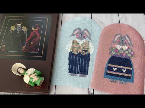 Flosstube 52.Henry and Clara bunnies by Lizzie Kate.,Lanarte Passion Dance,half doll Elizabeth .