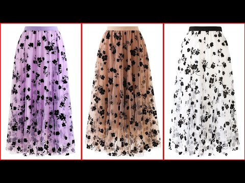 Latest stylish emboss net skirt design in different colours and style