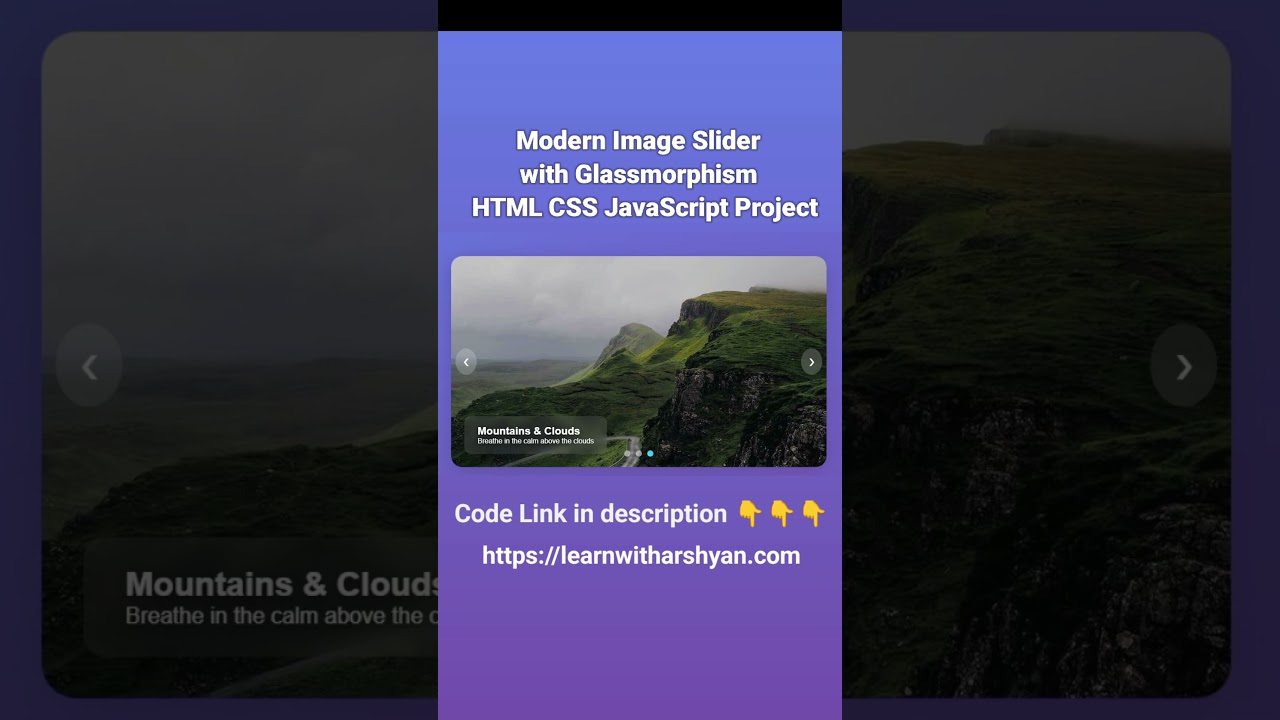 Modern Image Slider with Glassmorphism | HTML CSS JavaScript Project #codingtutorial #codingpractice