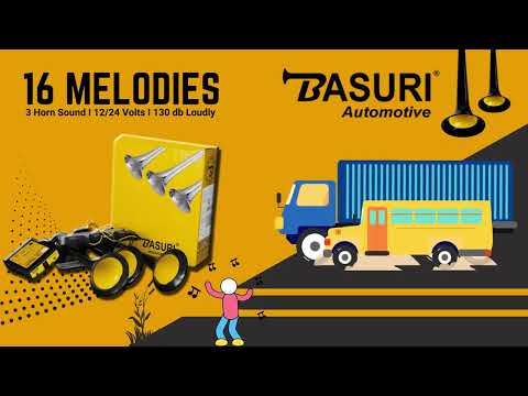 BASURI® Musical Air Horn (Tri Jumbo ) Version 16 Super Loud Sounds 3 Pipe For Bus and Truck