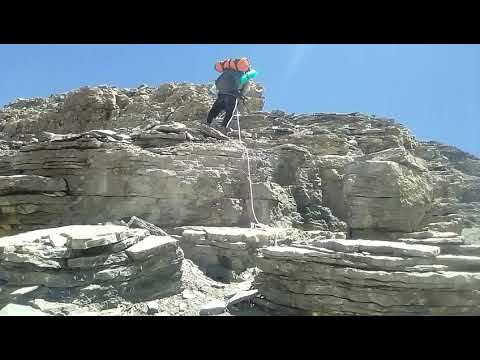 Dangerous rock climbing of chulu West, manang