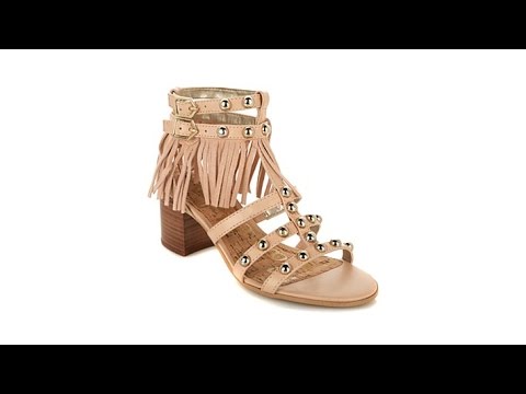 Sam Edelman "Shaelyn" Leather and Suede Fringed Sandal
