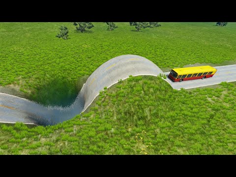 Bus with Dummies vs Giant Bulge & Water Pit [BeamNG Drive] NLXRKW