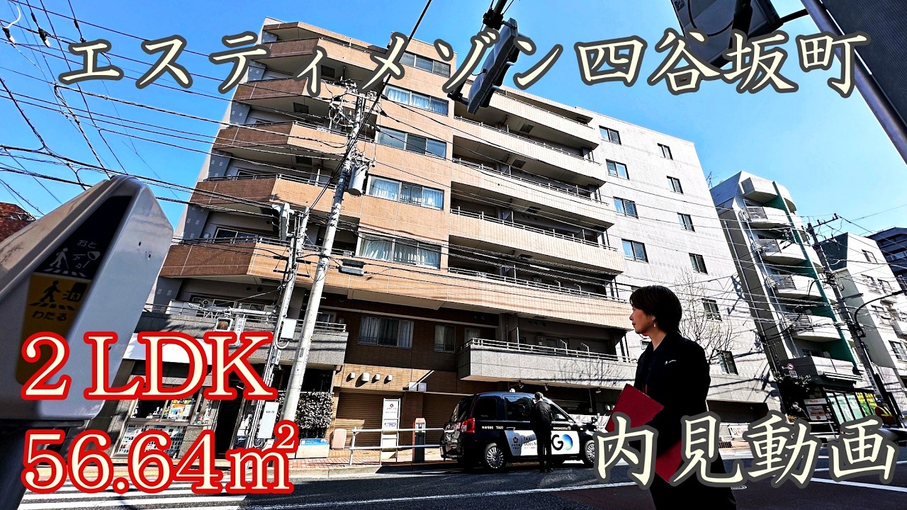 曙橋駅徒歩３分『エスティメゾン四谷坂町』２LDK・56.64㎡（津の守坂沿いの高級賃貸レジデンス）内見動画