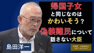 【ライブラリ 字幕】島田洋一712人ギリ　2025/05/16　帰国子女と同じなのはかわいそう？　偽装難民について話さない大臣？　日本保守党　島田洋一　衆議院　法務委員会　思い出の第217回国会
