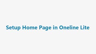 Home Page Setup Oneline Lite Theme