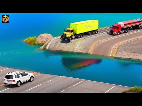 Cars vs broken bridge BeamNG.drive