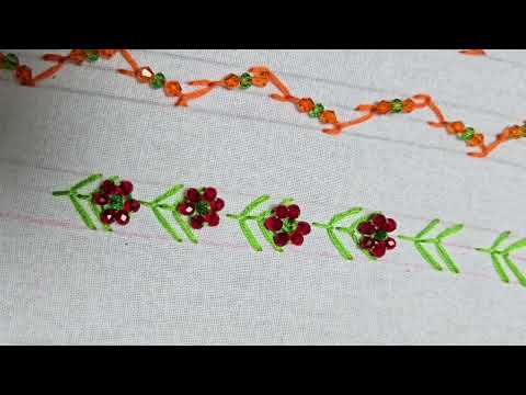 Beads Border Design #handbroidery #diy #beads #beadswork #embroidery 