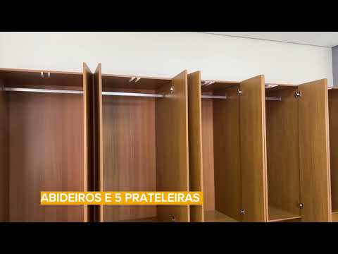 Video thumbnail of Guarda Roupa Casal Everest 100% MDF 10 Portas e 10 Cabideiros Moderna Mobília