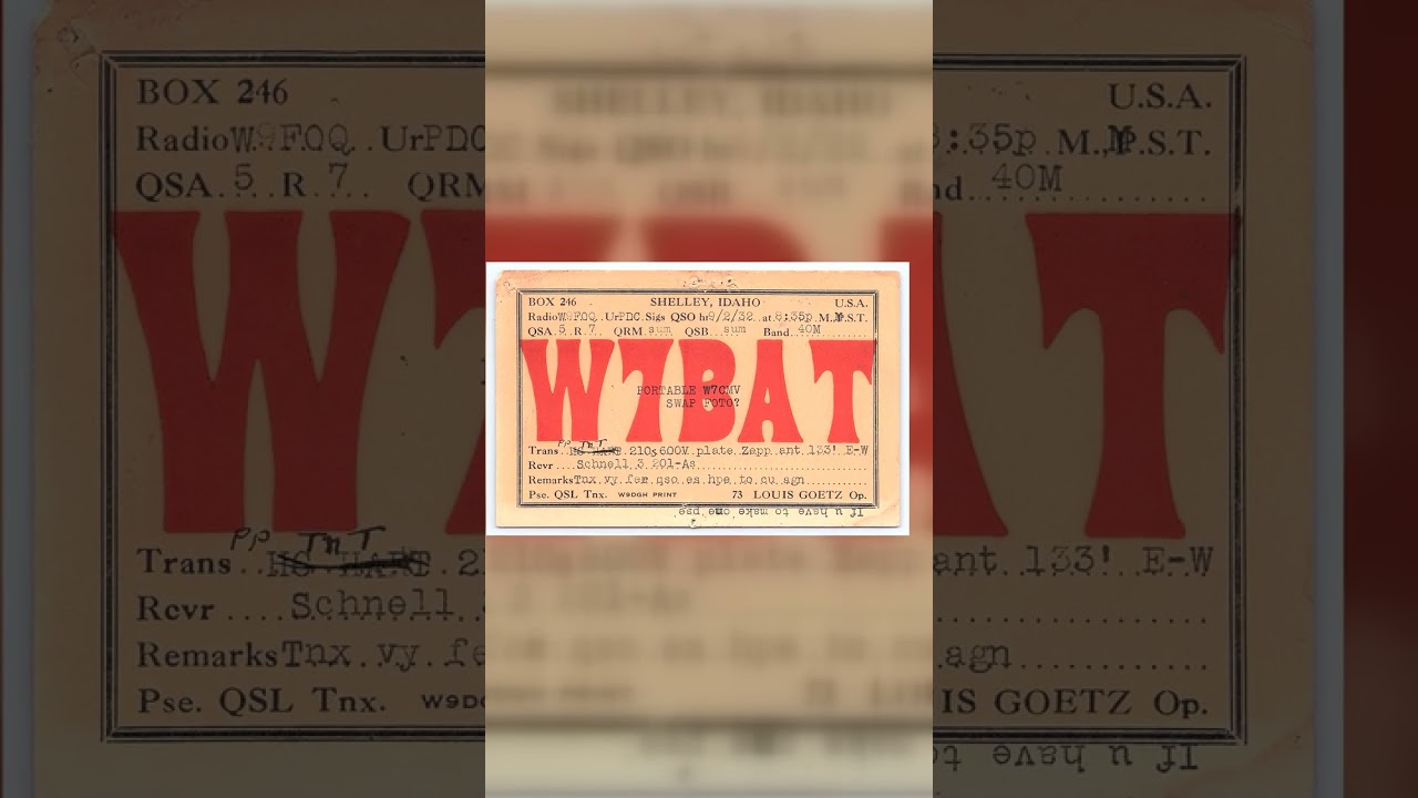 W9BAT QSL Card, Shelley, Idaho, 1932 Postmark Video