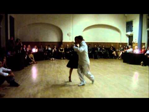  Sebastian Missé  and  Andrea Reyero  are  dancing  to  the  vals  "  "Lloraras, Lloraras"  "