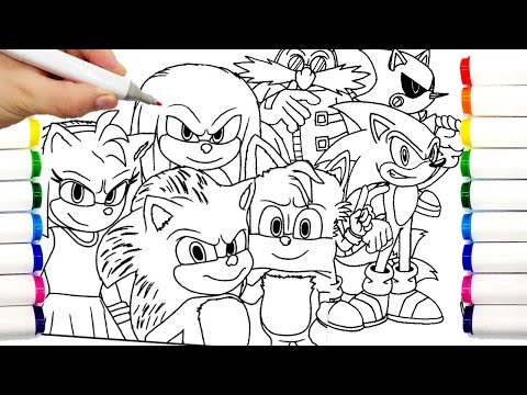 How to COLORING Sonic Team Coloring Pages Sonic The Hedgehog 3 DRAW compilation
