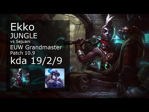 Ekko Jungle vs Sejuani - EUW Grandmaster 19/2/9 Patch 10.9 Gameplay