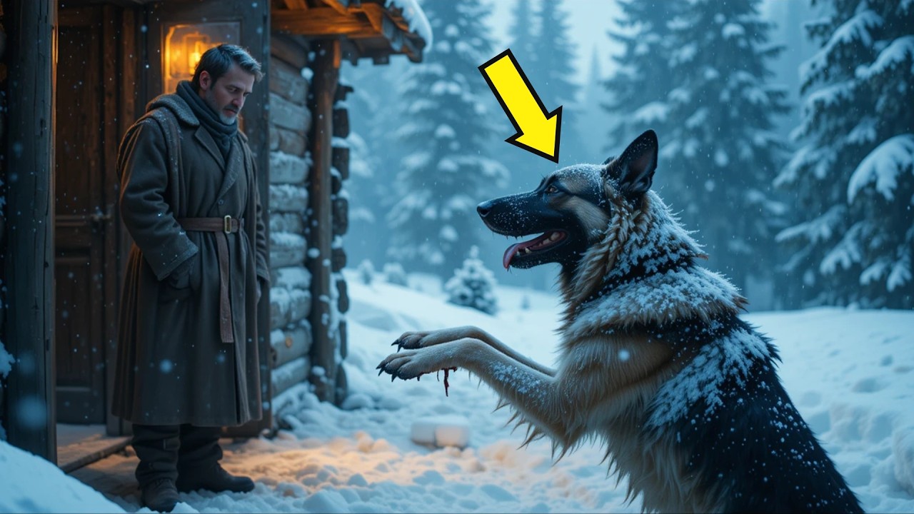 Un pastor alemán herido y congelado le ruega a un hombre que entre a la casa. No puede creer lo que