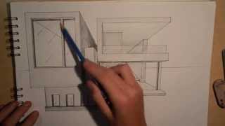 ARCHITECTURE | DESIGN #2: DRAWING A MODERN HOUSE (1 POINT PERSPECTIVE)
