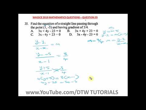 Equation of a Straight Line Given a Point and a Gradient (Solved WASSCE Past Question 2019 - Qst 35)