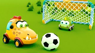 Os carros Mocas jogam futebol! Desenhos animados em português. Desenho animado infantil