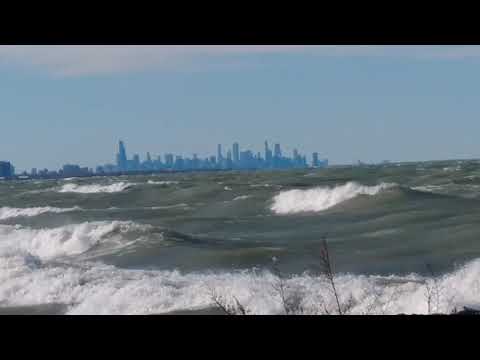 Lake Michigan Chicago  Wicked Big Waves Crashing