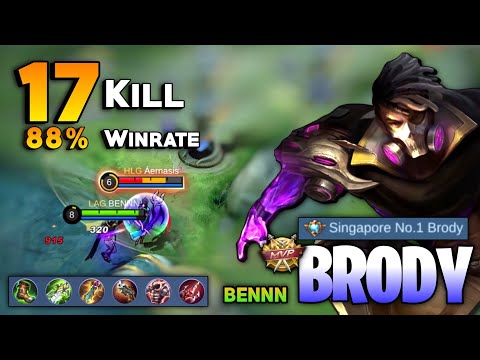 88% WINRATE 17 Kills ! Brody Offlane Gameplay [ Top Global Brody Best Build 2021 ] By BENNN - MLBB