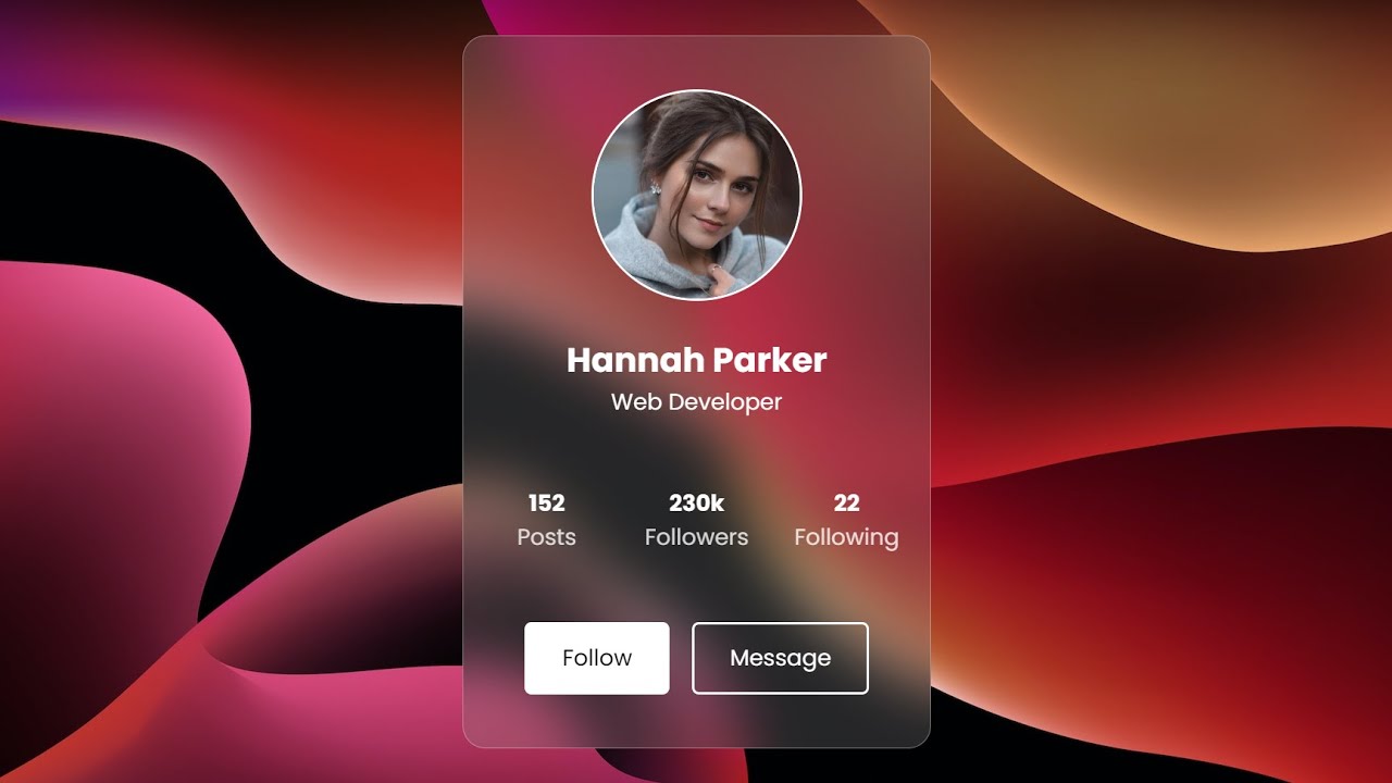 Responsive Glassmorphism Profile Card with HTML & CSS | Step by Step Tutorial