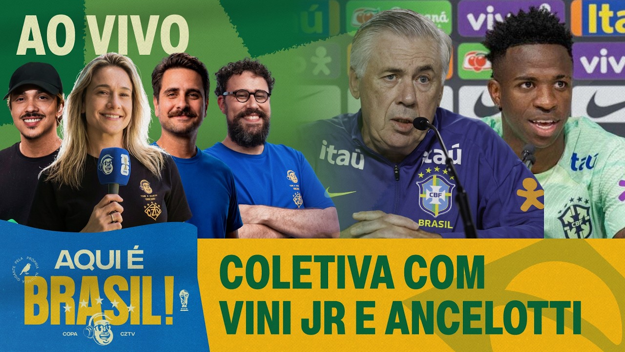 COLETIVA DA SELEÇÃO BRASILEIRA COM VINI JR E ANCELOTTI  | AQUI É BRASIL