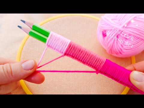 It's so Beautiful 💖 Superb Woolen Rose Making Idea with Pencil - DIY Amazing Woolen Flowers