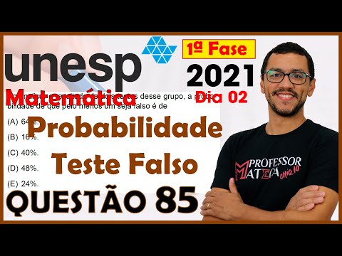 UNESP 2021 | Questão 85 | Resolução Matemática | Probabilidade Teste Falso