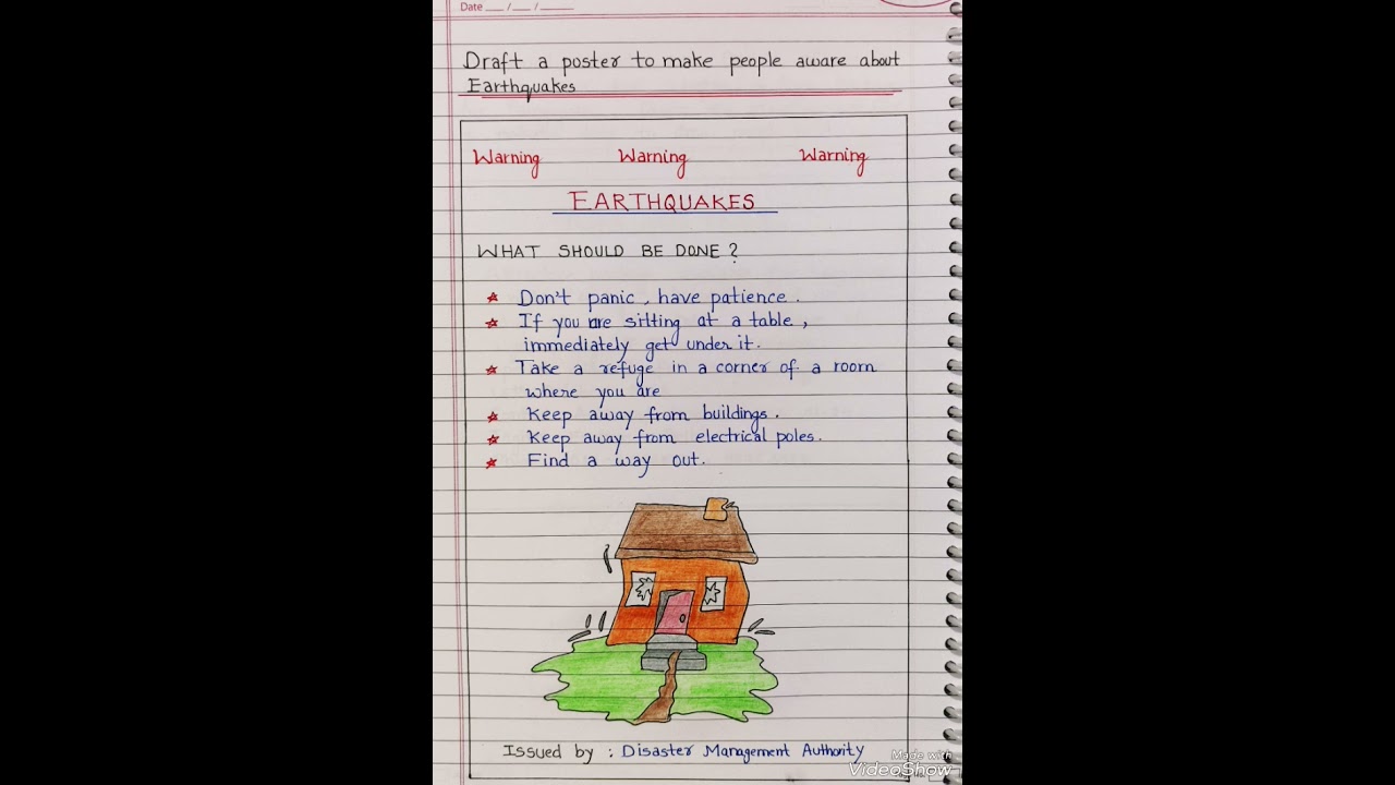 Poster making on earthquake and safety measures taken during earthquake  poster making format