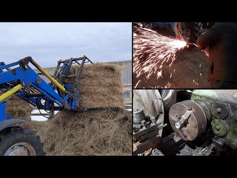 Трактор МТЗ беларус в работе. Новые вилы своими руками.