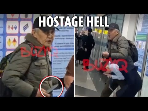 Horror as knifeman takes woman hostage in terrifying airport standoff