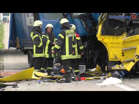 Schwerer Lkw-Unfall auf der A1 an der Anschlussstelle Bremen-Arsten