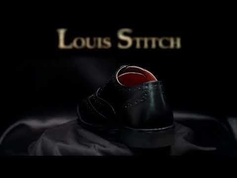 LOUIS STITCH Mens Obsidian Black Italian Leather Wingtip Brogue
