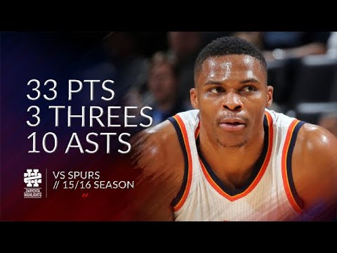 Russell Westbrook 33 pts 3 threes 10 asts vs Spurs 15/16 season