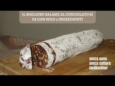 The recipe for the best chocolate salami. With only 4 ingredients, no eggs!