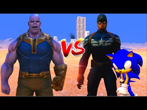 100 Thanos vs 1000 Captain america and 1000 Sonic (Marvel vs Marvel)