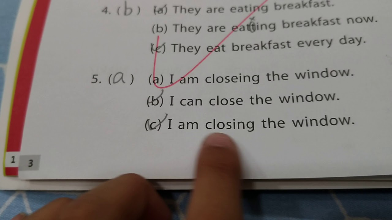Ethan reading Grammar Practice WorkBook 3 Unit 1 Exercise 2(5)closing