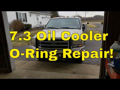 Replacing oil cooler o-rings in a leaky 7.3 Ford Powerstroke Diesel.